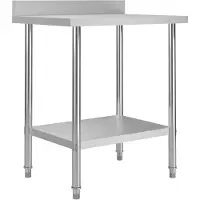 vidaXL Table de travail de cuisine avec rebord 80 x 60 x 93 cm inox