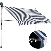 vidaXL Canopy manuell ausziehbar mit LED 300 cm blau und weiß
