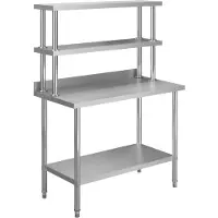 vidaXL Table de travail de cuisine avec étagère 120x60x150 cm Inox