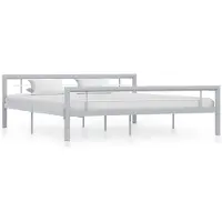 vidaXL Cadre de lit sans matelas gris et blanc métal 180x200 cm