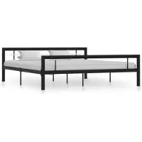 vidaXL Cadre de lit sans matelas noir et blanc métal 180x200 cm