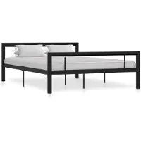 vidaXL Cadre de lit sans matelas noir et blanc métal 160x200 cm