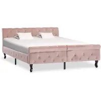 vidaXL Sommier rose velours 140x200 cm
