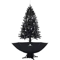 vidaXL Arbre de Noël neigeux avec base de parapluie Noir 190 cm PVC