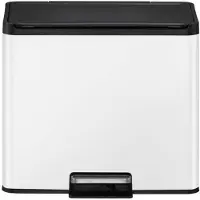 EKO - Essential 2 Recycler, poubelle à pédale 15+15 litres - Acier et polypropylène - Blanc