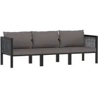 vidaXL Canapé 3 places avec revêtement Anthracite Poly Rattan