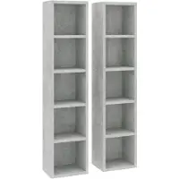 vidaXL Étagères CD 2 pcs. Gris béton 21x16x93,5 cm panneau de particules