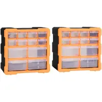 vidaXL Organisateur multi-tiroirs 2 pcs. 12 tiroirs 26,5x16x26 cm