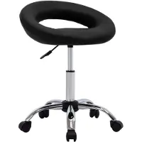 vidaXL Tabouret de travail à roulettes noir similicuir