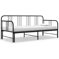 vidaXL Lit de jour extensible Noir Métal 90x200 cm