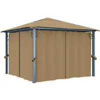 vidaXL Pavillon avec rideau 300x300 cm Taupe Aluminium