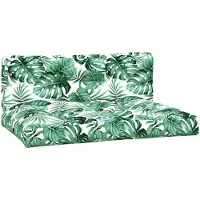 vidaXL Coussins de palette lot de 2 motif de feuilles tissu