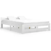 vidaXL Lit en bois massif pin blanc 180x200 cm