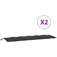 vidaXL Coussins de banc de jardin 2 pcs. noir 180x50x7 cm tissu Oxford