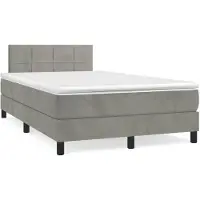 vidaXL Lit boxspring avec matelas gris clair 120x200 cm velours