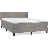 vidaXL Lit boxspring avec matelas gris clair 140x190 cm velours