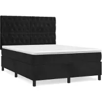 vidaXL Lit boxspring avec matelas noir 140x190 cm velours