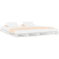 vidaXL Lit de palette blanc 180x200 cm bois massif