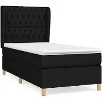 vidaXL Lit boxspring avec matelas noir 90x200 cm Tissu