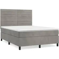 vidaXL Lit boxspring avec matelas gris clair 140x190 cm velours