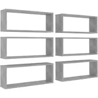 vidaXL Étagères murales cube 6 pcs Gris béton Bois d’ingénierie