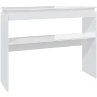 vidaXL Table console blanc brillant 102x30x80 cm bois d'ingénierie
