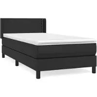 vidaXL Lit boxspring avec matelas noir 100x200 cm similicuir