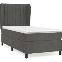 vidaXL Lit boxspring avec matelas gris foncé 90x190 cm velours