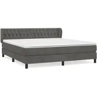 vidaXL Lit boxspring avec matelas gris foncé 180x200 cm velours