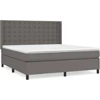 vidaXL Lit boxspring avec matelas Gris 180x200 cm similicuir