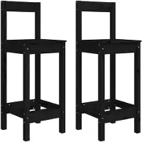 vidaXL Chaises de bar 2 pcs. noir 40x41,5x112 cm pin massif
