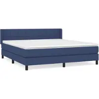 vidaXL Lit boxspring avec matelas bleu 160x200 cm Tissu