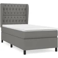 vidaXL Lit boxspring avec matelas gris foncé 90x200 cm Tissu