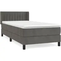 vidaXL Lit boxspring avec matelas gris foncé 100x200 cm velours