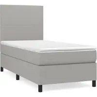 vidaXL Lit boxspring avec matelas gris clair 90x190 cm Tissu