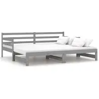 vidaXL Lit de jour extensible Gris Pin massif 2x(90x200) cm