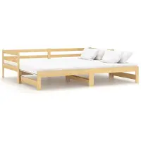 vidaXL Lit de jour extensible pin massif 2x(90x200) cm