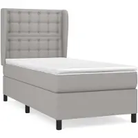 vidaXL Lit boxspring avec matelas gris clair 90x200 cm Tissu