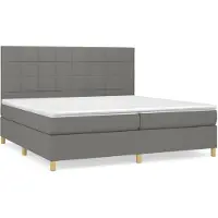 vidaXL Lit boxspring avec matelas gris foncé 200x200 cm Tissu