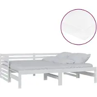 vidaXL Lit de jour extensible 2x(90x200) cm Blanc Pin massif
