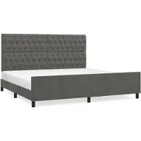 vidaXL Cadre de lit sans matelas gris foncé 200x200 cm velours