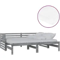 vidaXL Lit de jour extensible 2x(90x200) cm Gris Pin massif