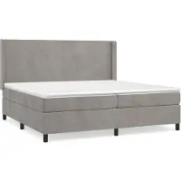 vidaXL Lit boxspring avec matelas gris clair 200x200 cm velours