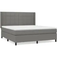 vidaXL Lit boxspring avec matelas gris foncé 180x200 cm Tissu