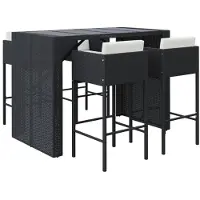 vidaXL Ensemble bar de jardin 5 pièces avec coussins noir Poly rotin