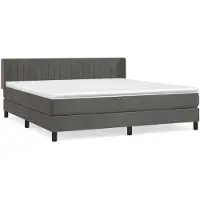 vidaXL Lit boxspring avec matelas gris foncé 180x200 cm velours