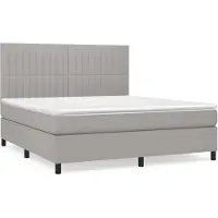 vidaXL Lit boxspring avec matelas gris clair 160x200 cm Tissu
