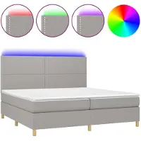 vidaXL Lit boxspring avec matelas & LED gris clair 200x200 cm Tissu