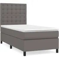 vidaXL Lit boxspring avec matelas Gris 100x200 cm similicuir