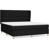 vidaXL Lit boxspring avec matelas noir 180x200 cm Tissu